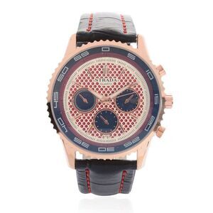 STRADA RG Watch Faux Leather Band Black